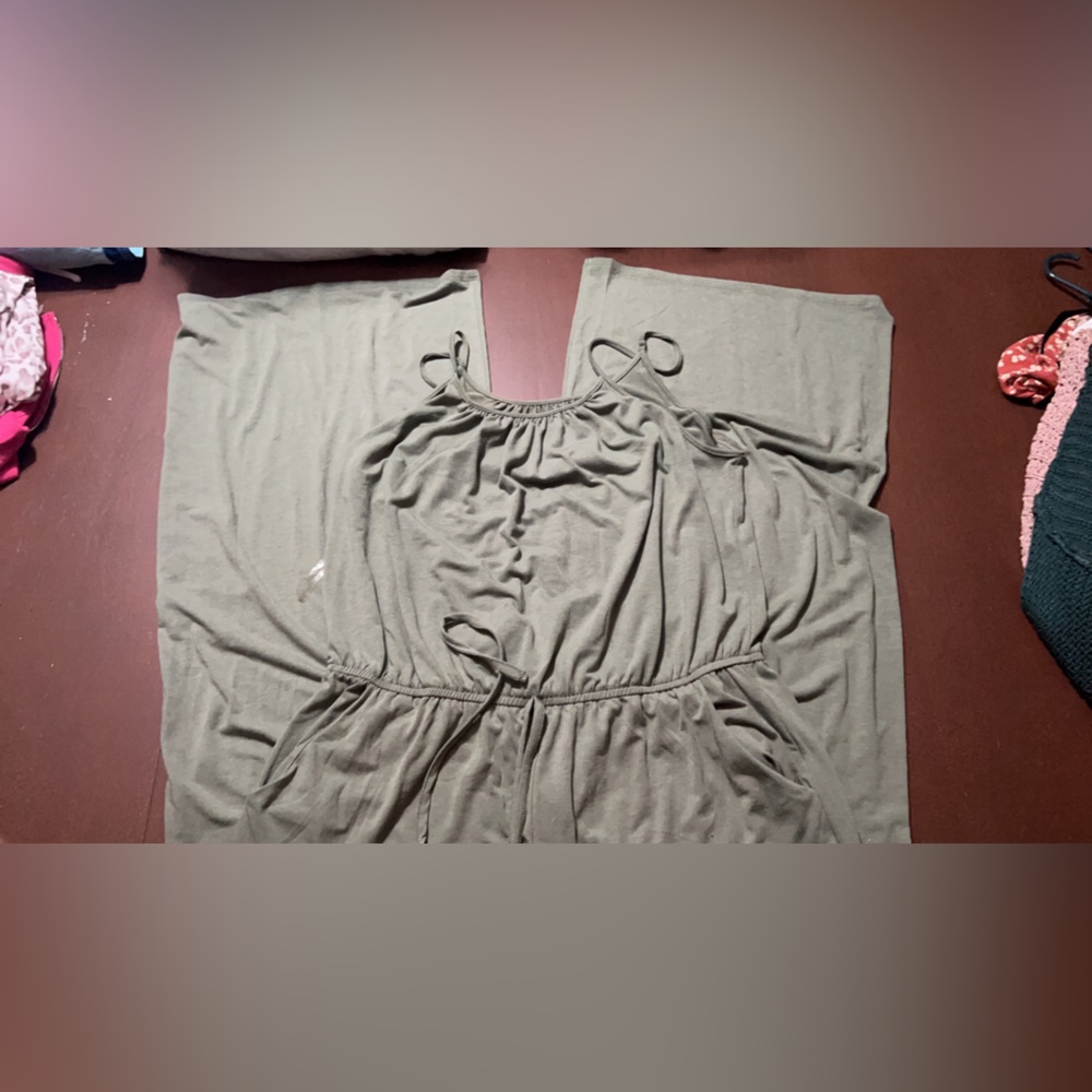 One piece olive green spaghetti strap romper